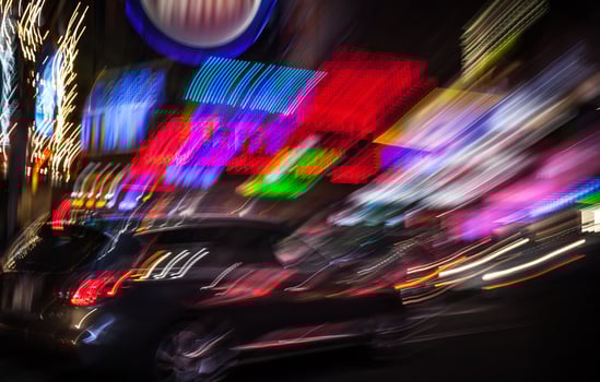 Illumination and night lights of big city photo