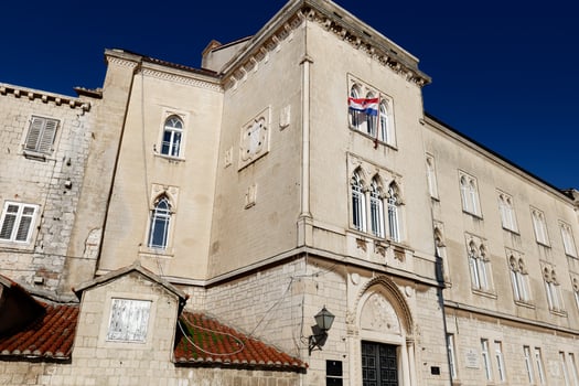 View of the city of Trogir in Croatia. Holidays and travel destinations. Unesco World Heritage Site. Vacations in the Adriatic sea. Amazing historic destination. Travel and vacation. photo