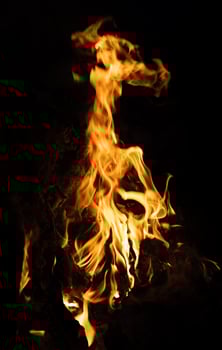 Fire flames on a black background photo