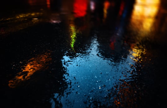 NYC streets after rain with reflections on wet asphalt photo