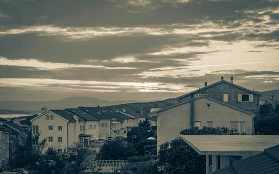 Beautiful sunset in Novi Vinodolski amazing clouds and colors croatia. photo