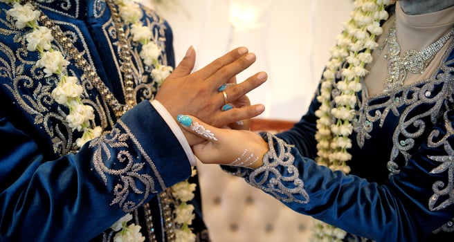 Bride Puts Wedding Ring in Traditional Wedding Ceremony photo