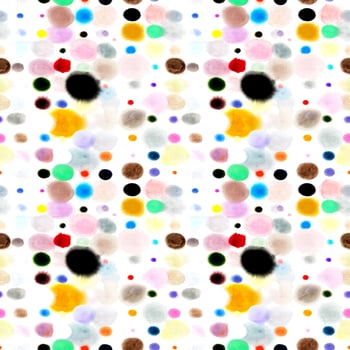 Seamless watercolor polka dots, geometric painting. photo
