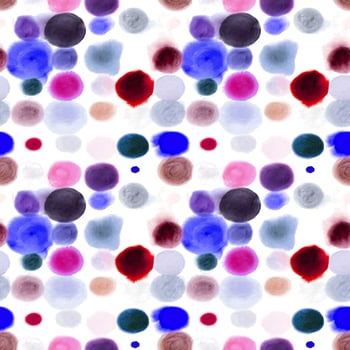 Seamless watercolor polka dots, geometric painting. photo