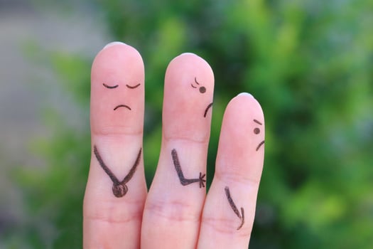 Fingers art of wife leaves a husband. The concept of divorce. photo