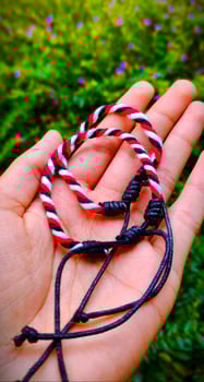 A portrait of a Balinese patterned bracelet, perfect for a souvenir photo