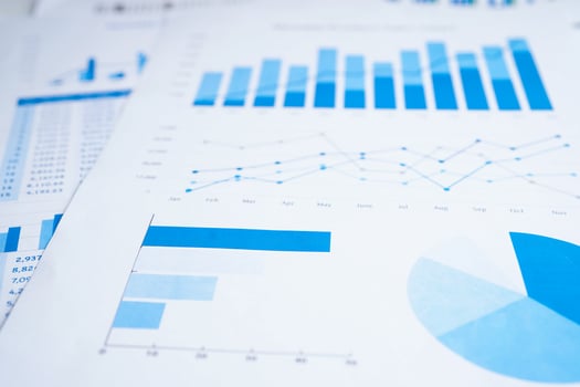 Charts Graphs paper. Financial development, Banking Account, Statistics, Investment Analytic research data economy, Stock exchange Business office company meeting concept. photo