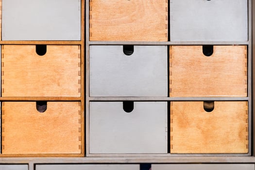 furniture background from closed painted boxes photo