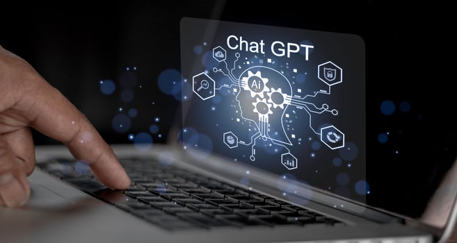 Businessman using chatbot in computer intelligence Ai. ChatGPT, using and chatting artificial intelligence. conversation assistant concept. photo
