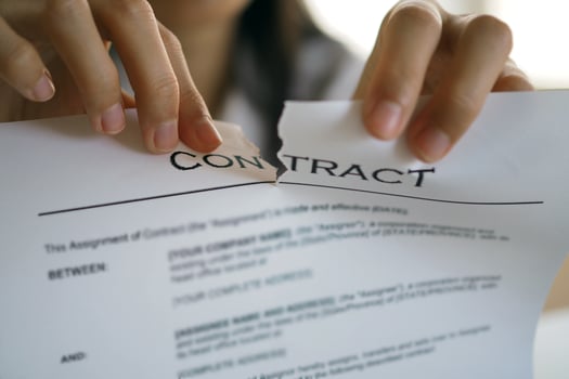 Businessmen are tearing documents, contracts or agreements that have direct legal consequences. Cancel the contract and justice photo