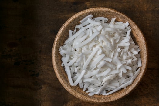 Unsweetened Coconut Flakes in a Bowl photo