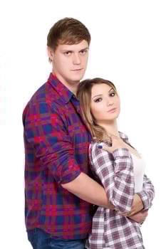 Portrait of handsome man and pretty blonde photo