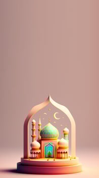 3D Illustration of Islamic Social Media Post photo