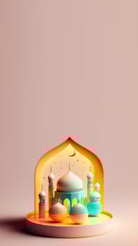 3D Illustration of Mosque Ramadan Kareem Instagram Story photo