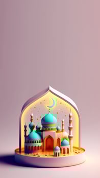 3D Illustration of Islamic Mosque Instagram Story Background photo