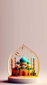 3D Illustration of Ramadan Kareem Instagram Social Media Story Background photo