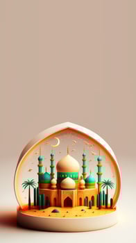 3D Illustration of Mosque Instagram Story Ramadan Mubrarak photo