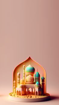 3D Illustration of Ramadan Mubrarak Social Media Post Instagram Story photo