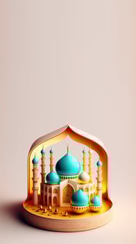 Digital 3D Illustration of Ramadan Social Media Post photo