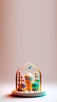 3D Illustration of Ramadan Mubrarak Social Media Post Instagram Story photo