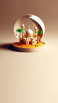 Digital 3D Illustration of Islamic Mosque Instagram Stories photo