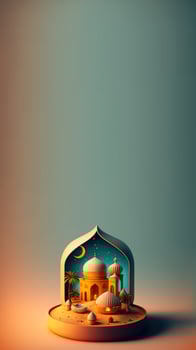 Digital 3D Illustration of Ramadan Mosque Instagram Story Background photo