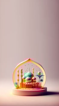 Digital 3D Illustration Instagram Story Social Media Ramadan Mubrarak photo