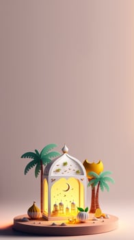 Digital 3D Illustration of Ramadan Kareem Background Social Media Post Instagram Story photo