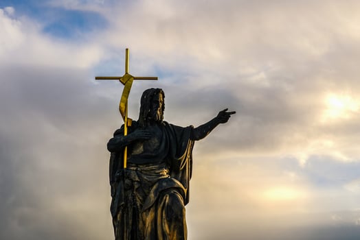 Historic Jesus on the old Prague Cemetery, Czech Republic photo