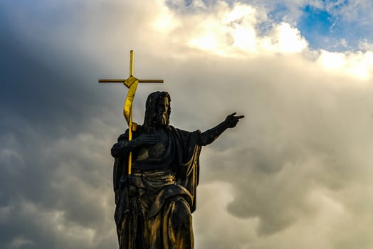 Historic Jesus on the old Prague Cemetery, Czech Republic photo