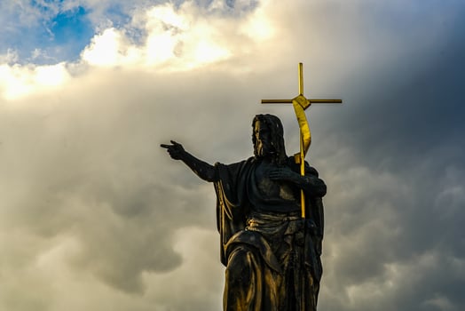 Historic Jesus on the old Prague Cemetery, Czech Republic photo