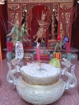 Malang, Indonesia, on January-07-2023. Excitement on Chinese new year eve. Eng An Kiong Temple, a place of worship for three religions, Confucianism, Taoism and Buddhism. photo