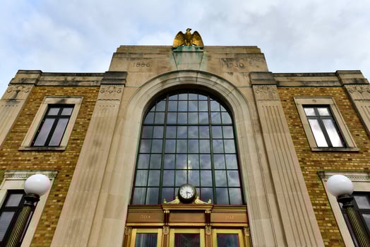 Historic art deco building at 302 Main Street in Catskill, New York. photo