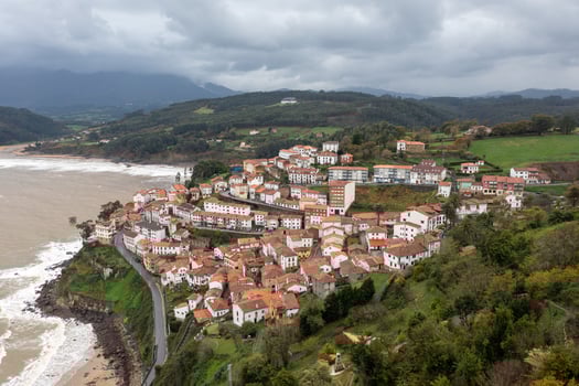 Aerial view of the beautiful Lastres village in Asturias, Spain photo