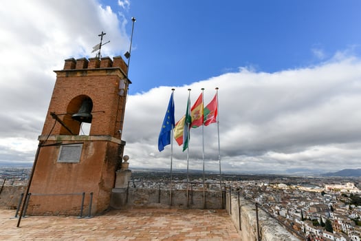 View of the candle tower, also called Torre de la Vela, a part of the Alcazaba in the Alhambra, Granada, Spain. photo