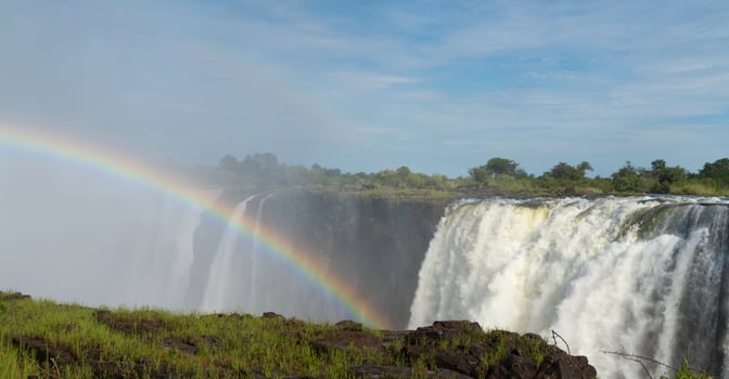 A rainbow over Victoria Falls in Zimbabwe. photo