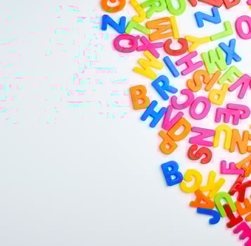 multicolored English alphabet letters on a white background photo