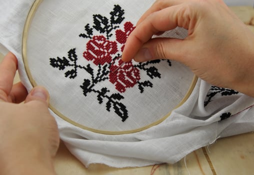 Hand embroidery cross pattern photo
