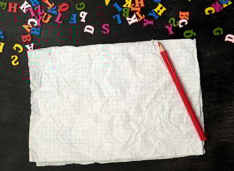 crumpled piece of paper from a school notebook in a cage photo