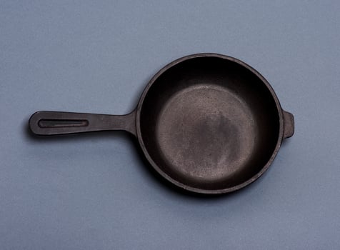 round empty black cast-iron frying pan photo