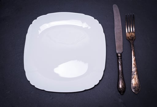 empty white square ceramic plate photo