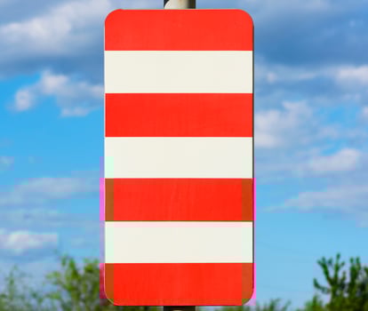 road sign with a red stripe on a white background photo