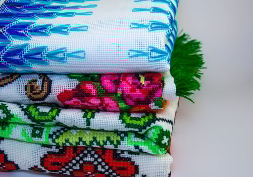Plan macro embroidery fabric photo