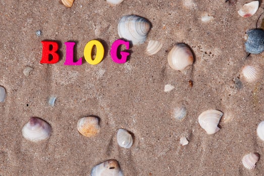 Word blog of multicolored wooden letters photo