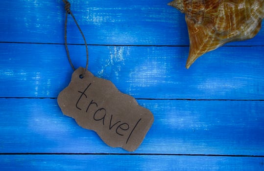 wooden blue background for travelers photo