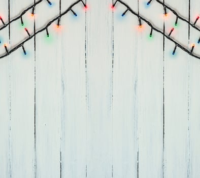 Electric Christmas garland with colored small bulbs photo