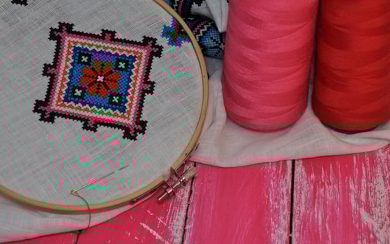 Embroidery geometric pattern photo