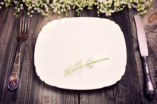 empty plate with iron vintage cutlery photo