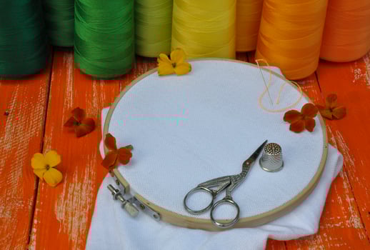 The fabric in the hoop canvas for embroidery, orange tone photo