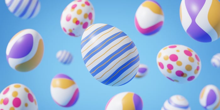 Falling easter egg 3d render background photo